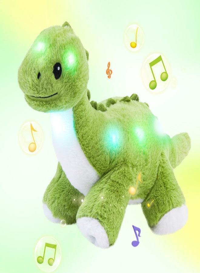 Glow Guards 16'' Light up Dinosaur Stuffed Animal,LED Soft Dinosaur Plush Toy with Magic Night Lights&Lullaby,Birthday Children's Day for Toddler Kids (Green, Music) - Image 1